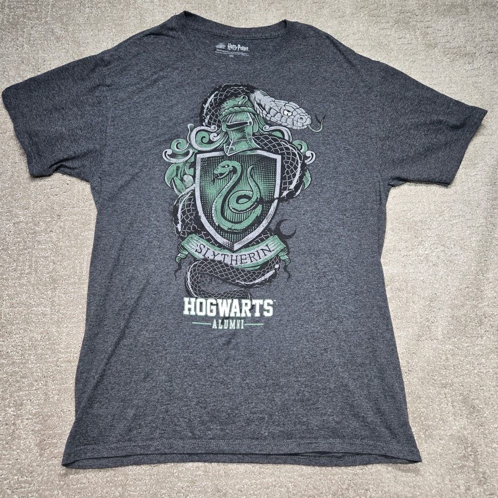 Harry Potter Slytherin Hogwarts Alumni Graphic T-Shirt Mens Medium Gray Heather